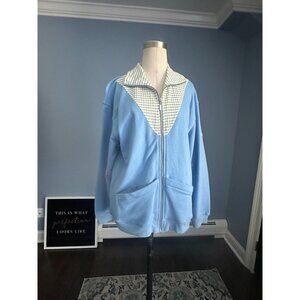 LIZGOLF Liz Claiborne zip up jacket with zippered pockets and yellow trim MED